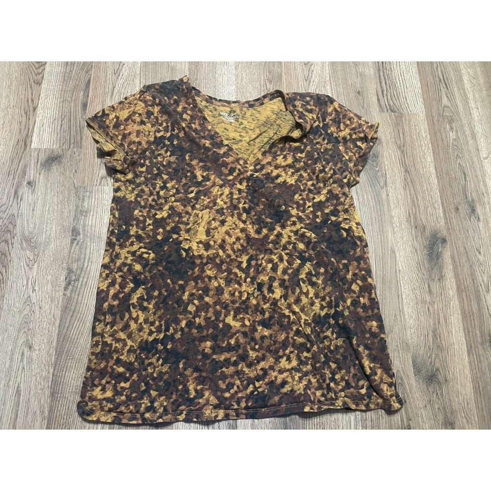 Merona Shirt, Women's Size XXL, Brown, Cheetah Print, V-neck, Short Sleeve - Picture 1 of 8